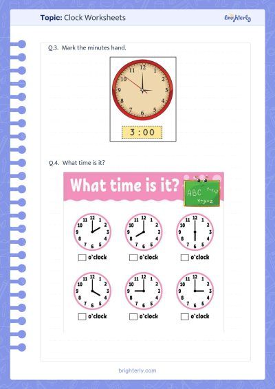 Clock Practice Worksheets