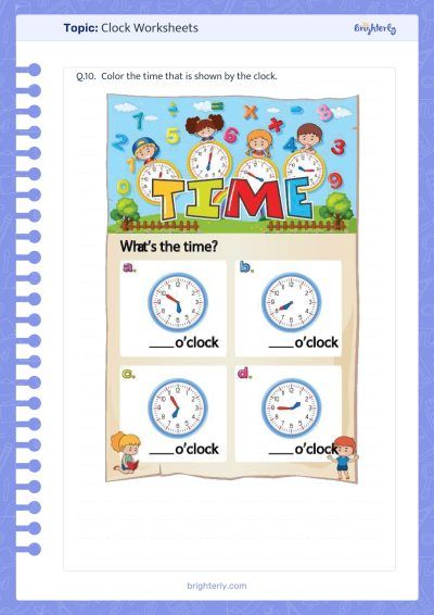 Clock Printable Worksheets