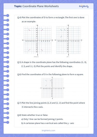 Coordinate Plane Picture Worksheets