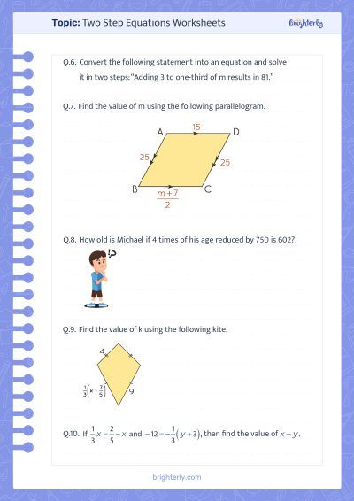 Solving One And Two Step Equations Worksheet