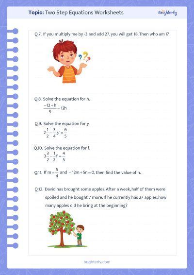 Solving Two Step Equations Worksheet Answer Key