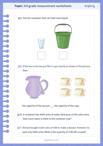 3rd grade measurements worksheet 1
