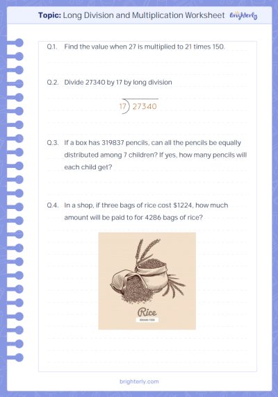 Long Multiplication Worksheets