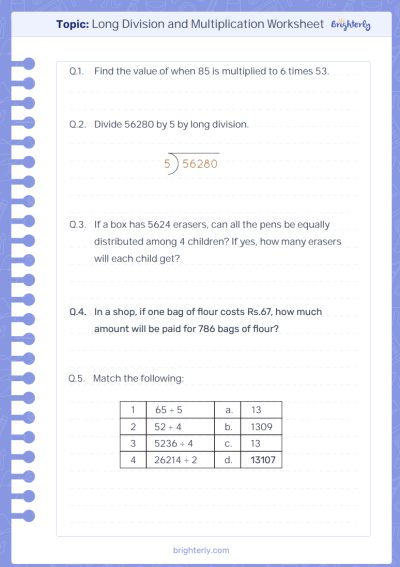 Long Multiplication Worksheets Free