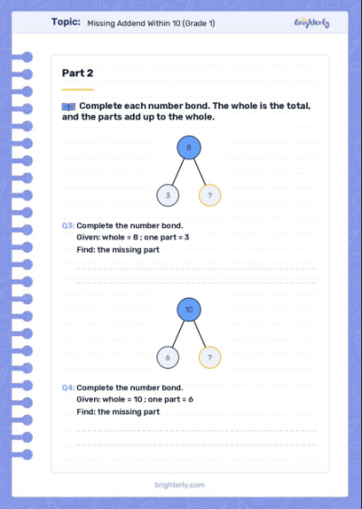 Missing Addend Worksheets PDF 2