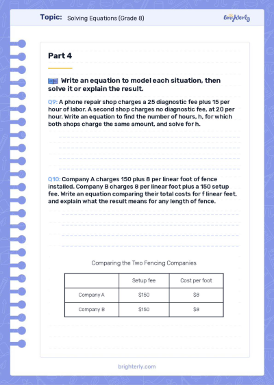 Solving Equations Worksheet 1