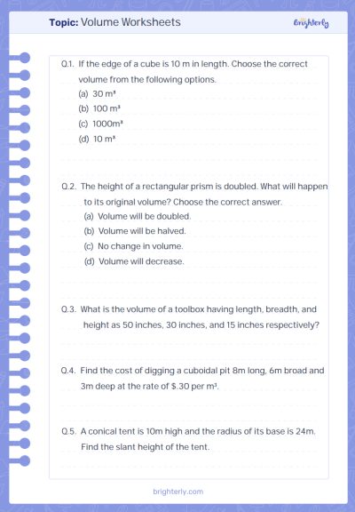 Volume Worksheets
