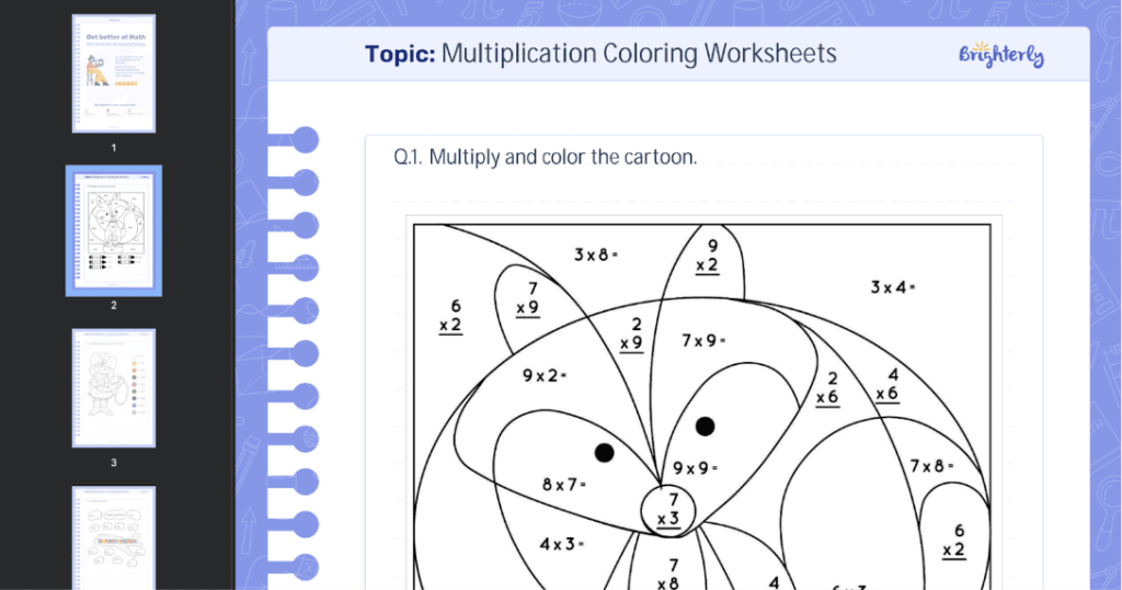 Multiplication Coloring Worksheets-1