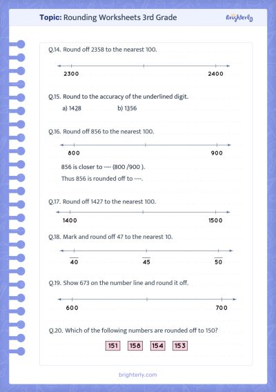 Rounding Worksheets for 3rd Grade