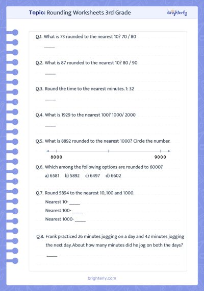 Rounding Worksheets for 3rd Grade
