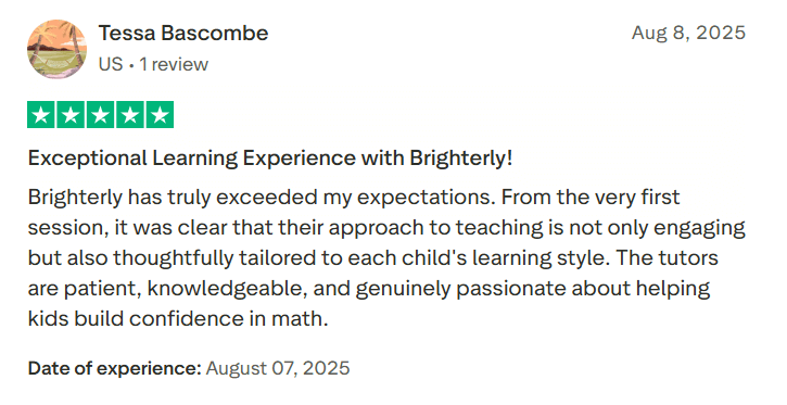 Brighterly reading and math tutoring platform has a 4.6 score at Trustpilot