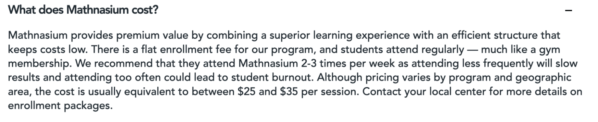 How much does Mathnasium cost?