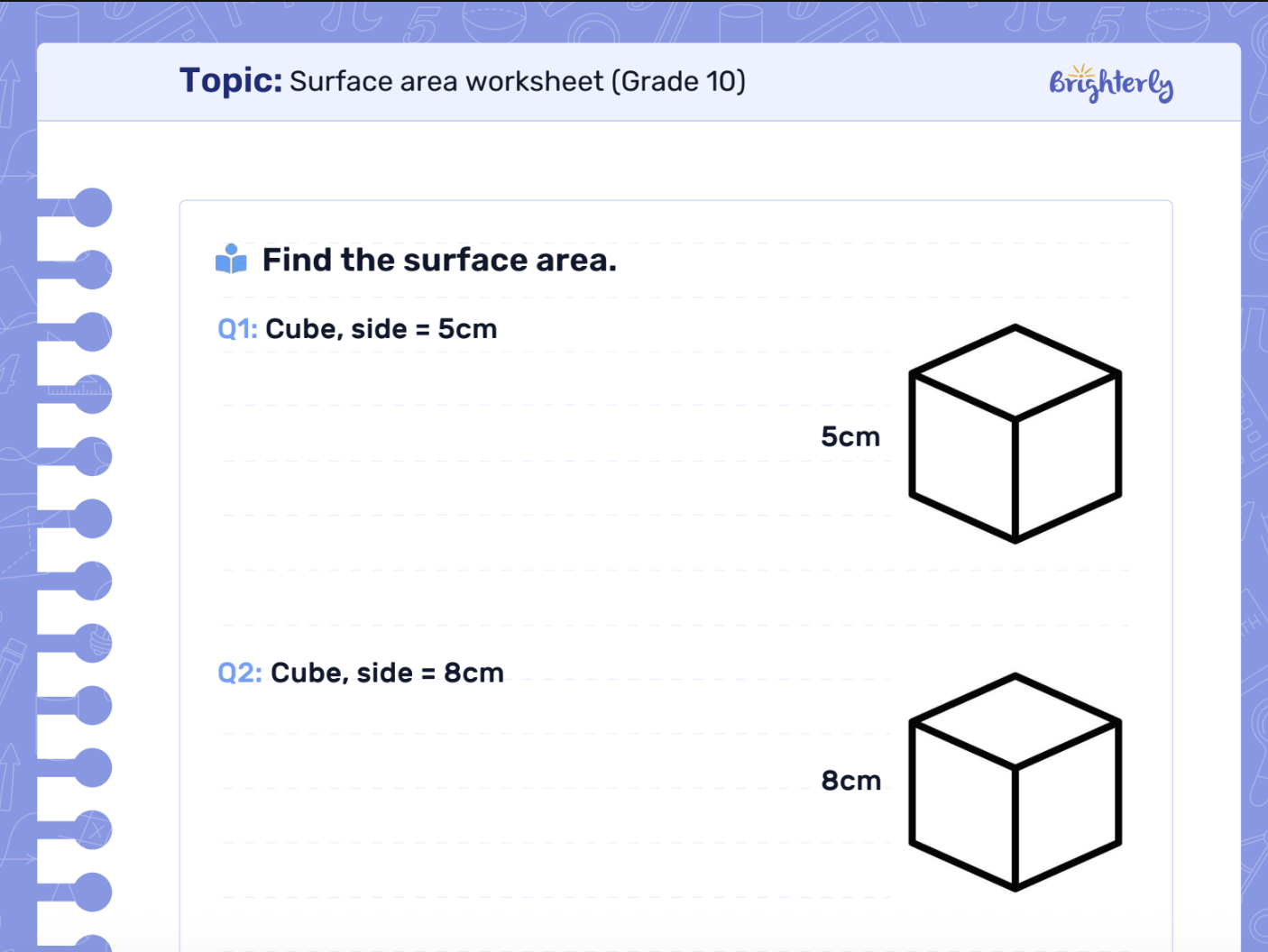 Download Surface Area Worksheet PDFs