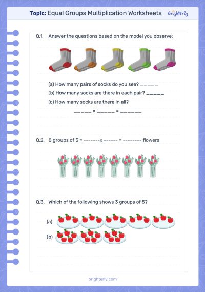 Equal Groups Multiplication Worksheets PDF