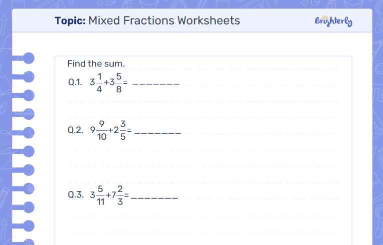 Learn to Have Fun With Mixed Fractions Worksheets [PDFs] Brighterly.com