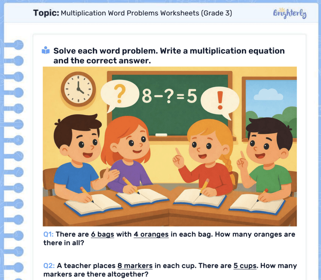 Multiplication Word Problems Worksheets [Free Download]