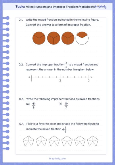 Mixed Numbers Worksheets
