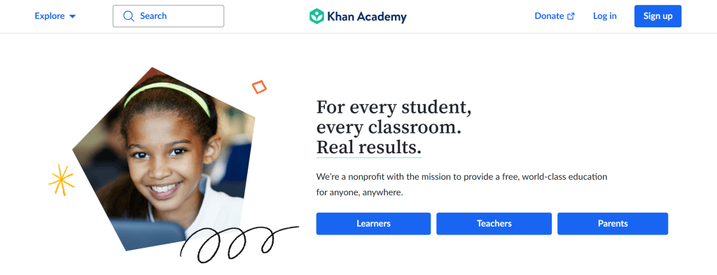 Free educational website for kids #1: Khan Academy