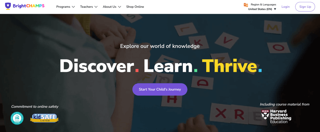 Educational website for kids #4: BrightCHAMPS