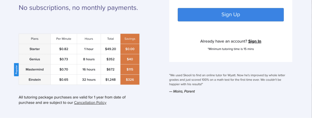 How much does Skooli cost?