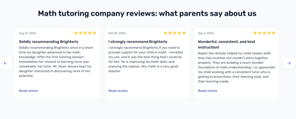  Brighterly math learning website: Key features