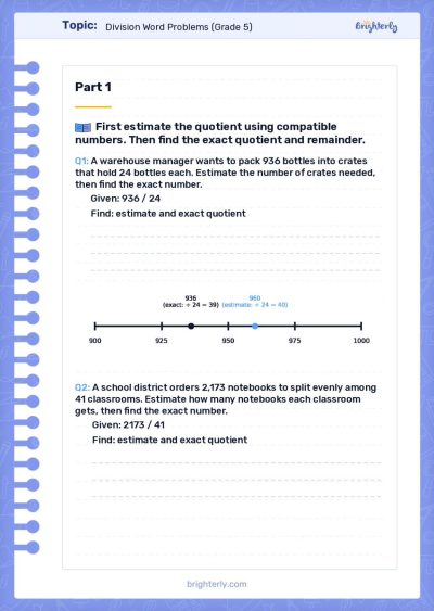 Division Word Problems Worksheets