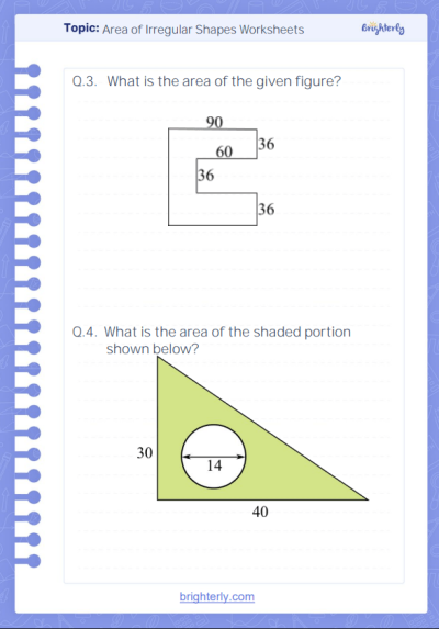 Area of Irregular Shapes Worksheets 2