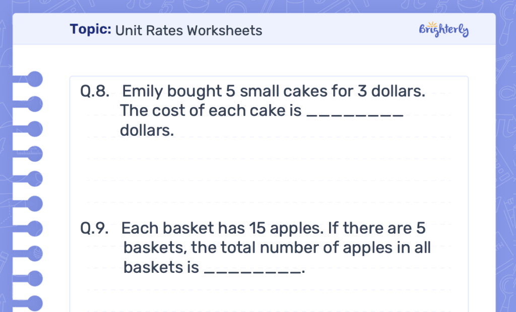 Unit Rates Worksheets-example