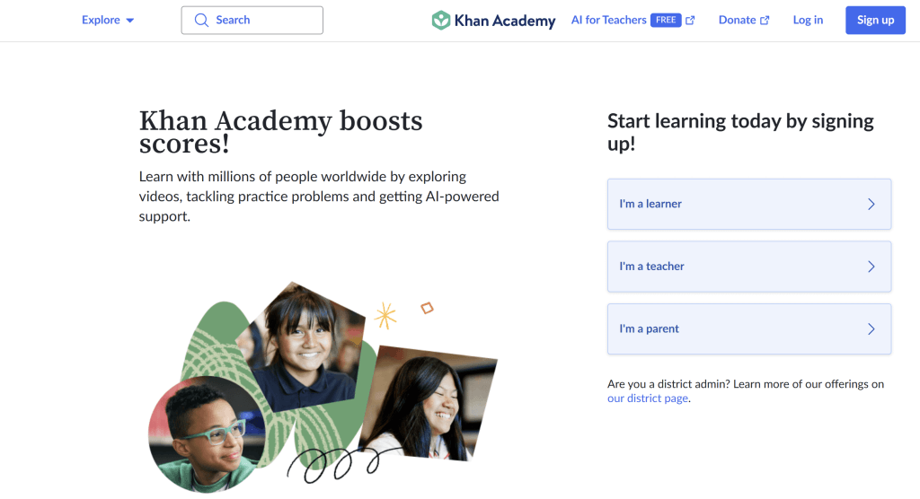 Khan Academy free online course platform