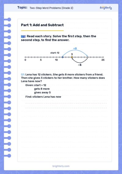 Two Step Word Problems 2nd Grade Worksheet 2