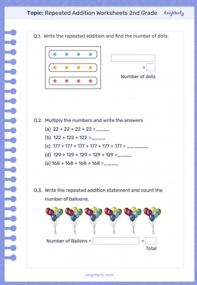 repeated addition worksheets 2nd grade