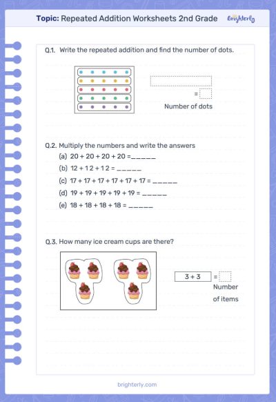repeated addition worksheets 2nd grade PDF