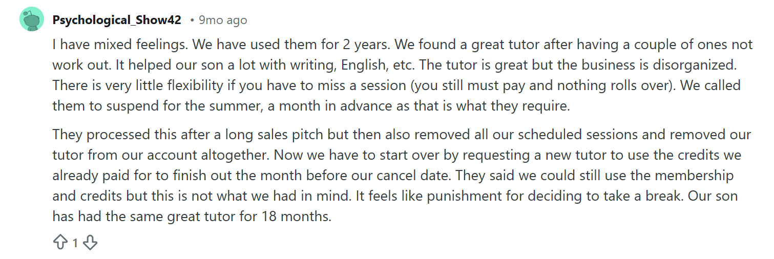 Varsity Tutors reviews from parents