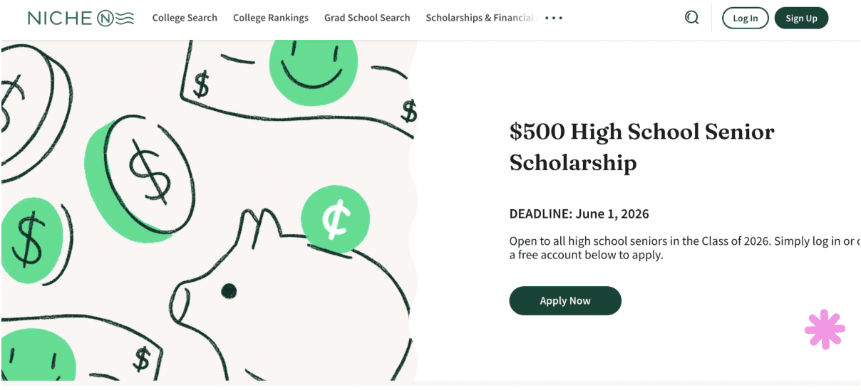 Scholarship for high school students #7: Niche's $500 High School Senior Scholarship