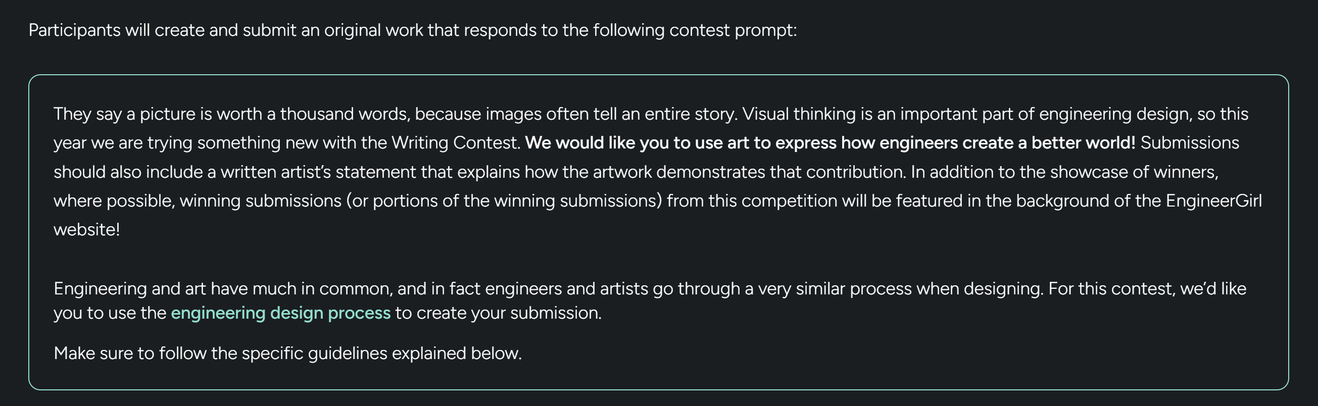 EngineerGirl Writing Contest