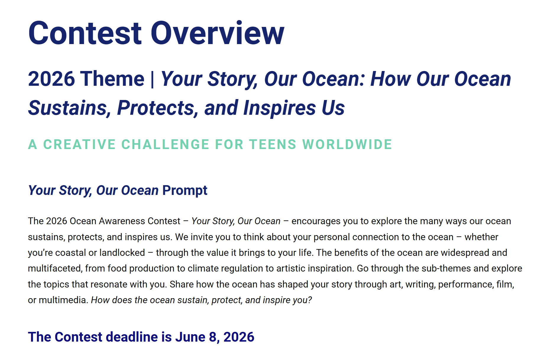 Ocean Awareness Art Contest