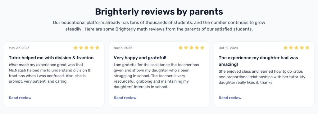 Brighterly homework help site: features