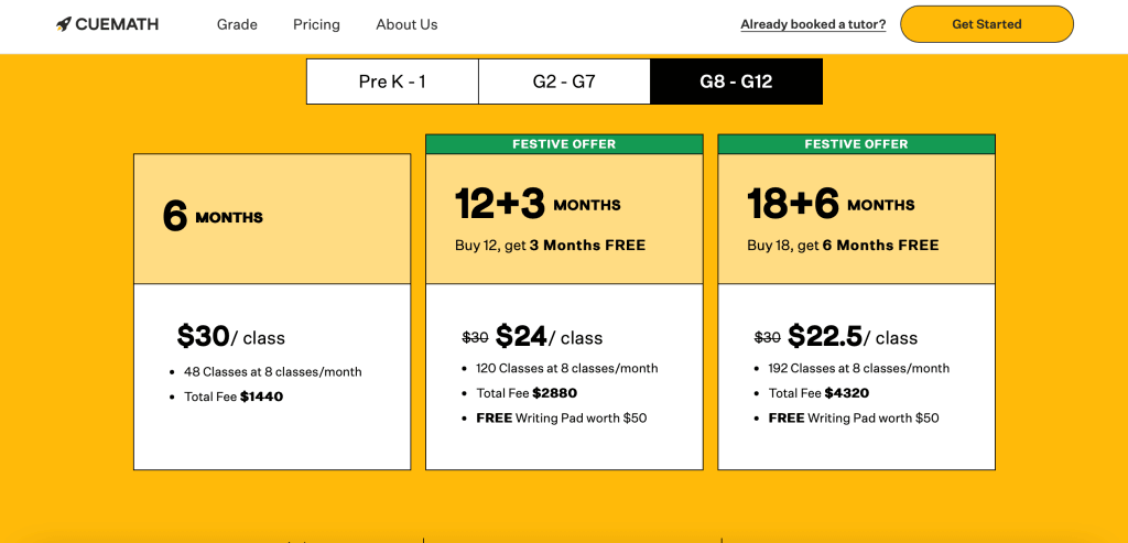 7 - Cuemath pricing