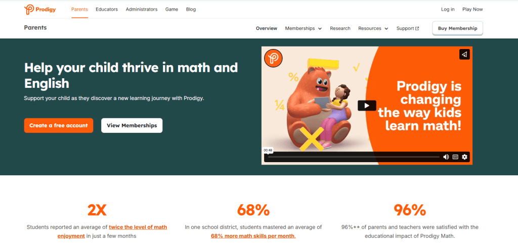 IXL Alternative #2: Prodigy 