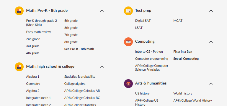 Khan Academy features