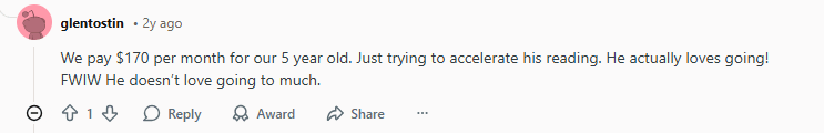 Kumon cost (per hour/monthly/per year)