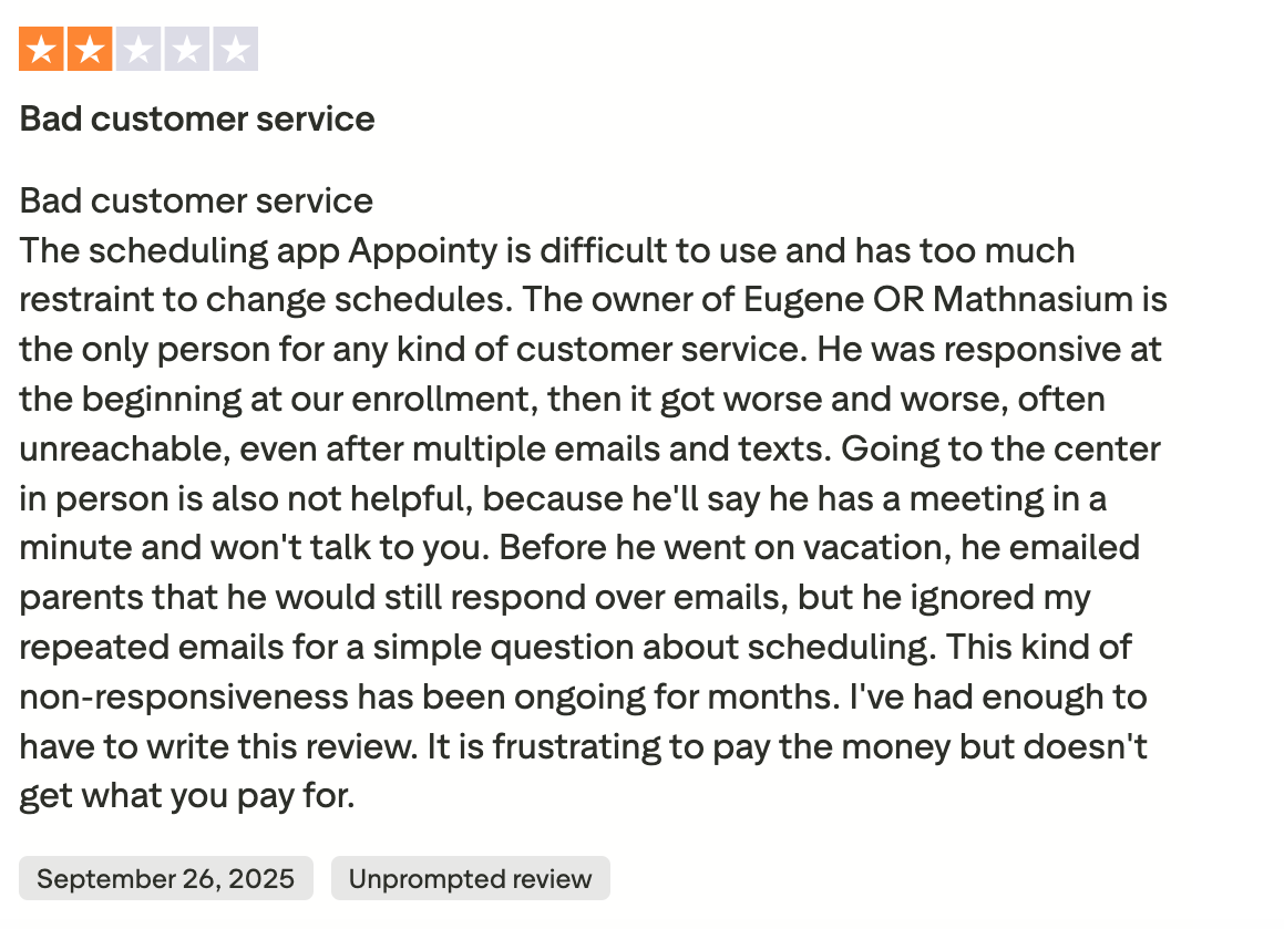 Reviews on Mathnasium: Connect support