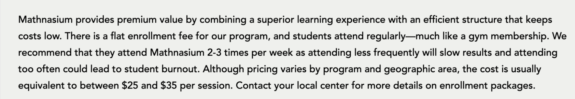 Does Mathnasium provide good value for money?