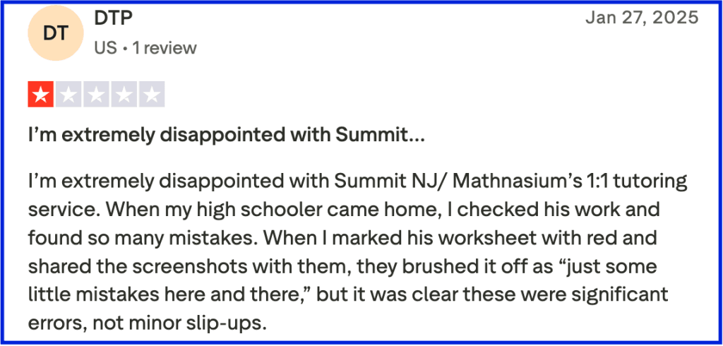 Common Mathnasium complaints: