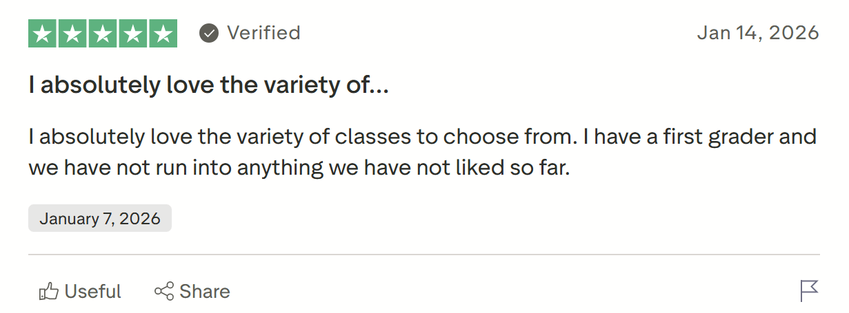 Positive feedback on the Outschool value for money