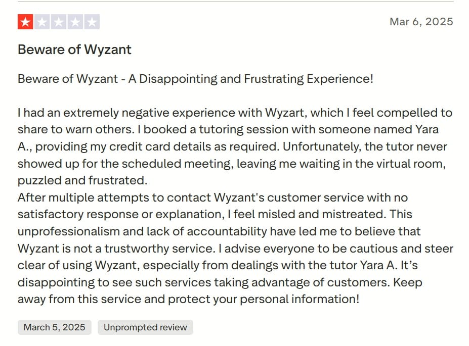 Wyzant Review: Customer Support