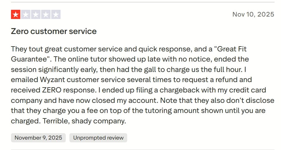 Wyzant Review: Customer Support