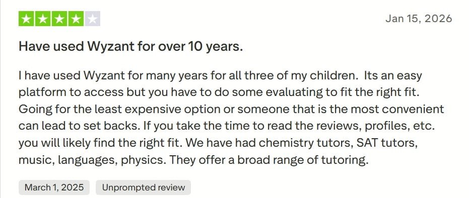 Benefits According to Wyzant Reviews by Students
