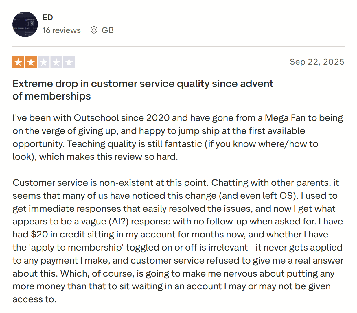 Reviews Outschool: Customer support