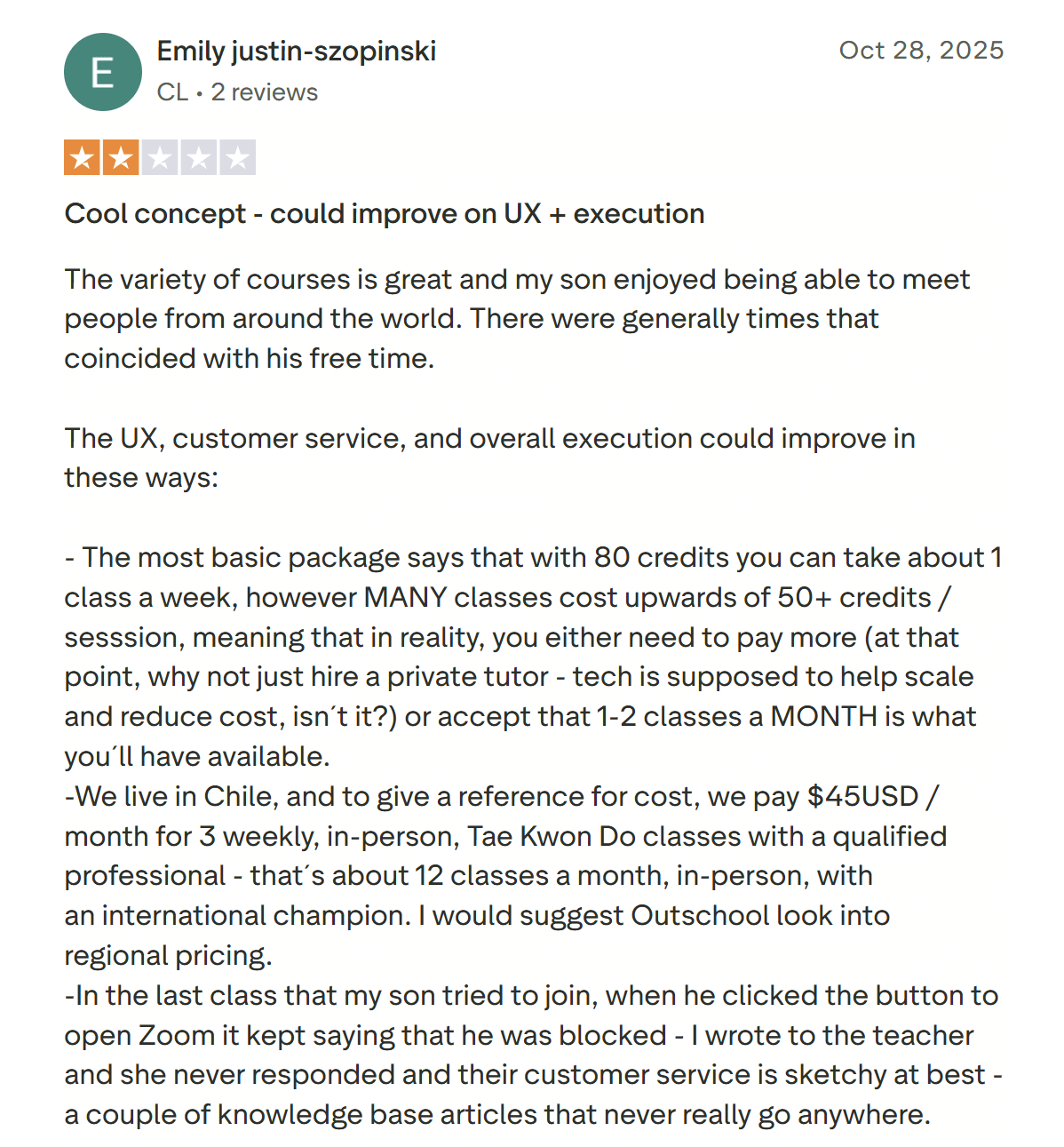 Outschool disadvantages